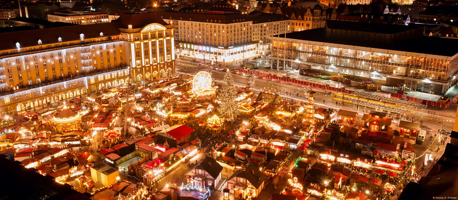 Dresden Striezelmarkt with giant Christmas pyramid