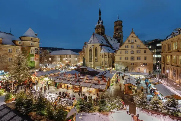 Stuttgart Christmas market with decorated stalls