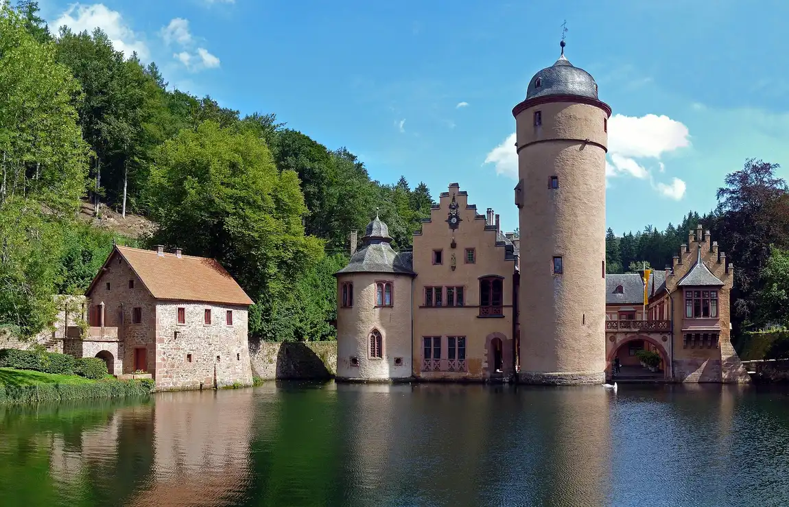 Mespelbrunn water castle Bavaria Spessart forest Germany
